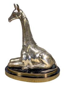 29 1/4 in Large Brass Silverplated Giraffe Statue