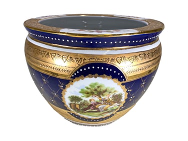 Vintage Blue Cobalt & Gold Porcelain Bowl