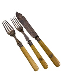 1900s English Silverplate, Bakelite & Silver Fork & Knife