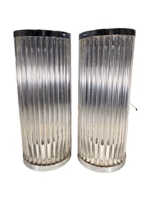 Pair of Chrome Metal & Glass Wall Sconces by Kamro Lighting