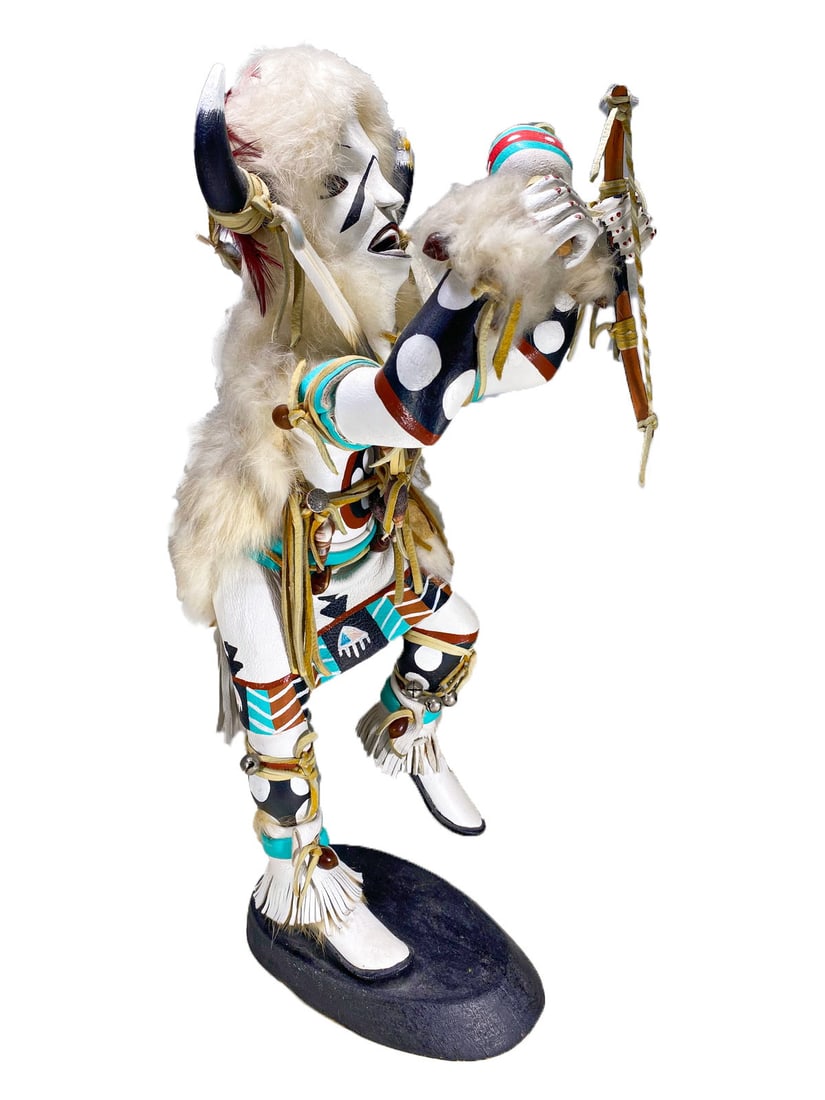 Native American Navajo Kachina White Buffalo Doll: Native American Navajo Kachina White Buffalo Doll. 18 3/8 x 7 1/8 x 8 1/8 in.Local Pick up call one day before to make an appointment. TO SHIP THIS ITEM IN USA OR INTERNATIONAL, PLEASE CONTACT THE SHI