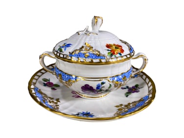 Antique KPM Berlin Porcelain Gravy Boat & Plate