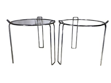 Mid Century Italian Saporiti Pair of Chrome Tables
