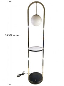 Mid Century Deco Style Chrome Metal & Glass Floor Lamp