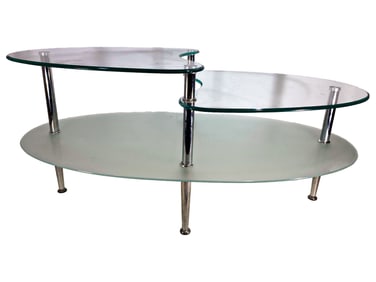Walker Edison Wave Chrome & Frosted Glass Coffee Table