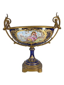 Antique French Sevres Porcelain & Bronze Centerpiece