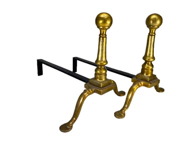 Antique Pair of Bronze Andirons
