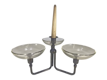 Mid Century Candle & Fruits Chrome & Glass Stand