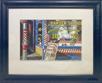 Barber School Print by L. Sunshine