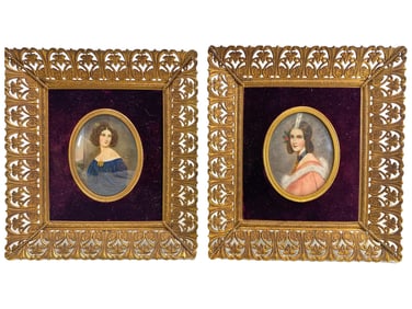 Antique French Hand Painted Miniatures, signed
