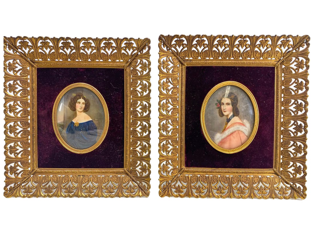 Antique French Hand Painted Miniatures, signed (1 of 8)