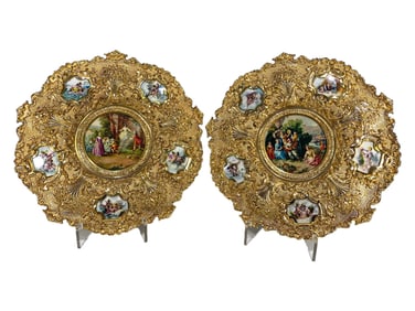 Pair of Gilt Metal or Bronze Plates from Spain