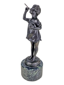 After Suzanne Bizard Girl Bronze Sculpture