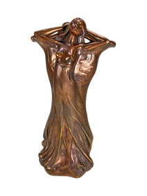 Signed VAVRA Art Nouveau Coppered Bronze Sculpture