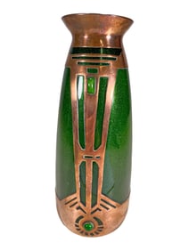 Attributed to Josef Riedel Overlay Glass Vase. 1900s