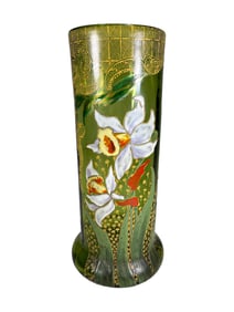 1940s Bohemian Art Enamel Glass Vase