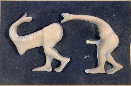Vintage Erotic Dinosaurs Bronze Plaque
