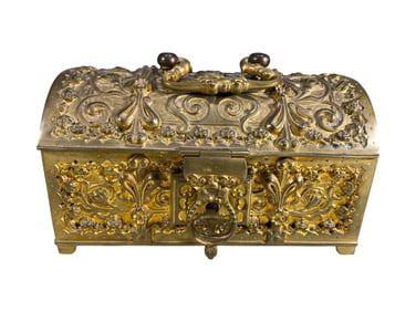Antique German Gilt Bronze Jewelry Box