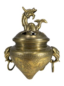 Antique Chinese Dragon Bronze Incense Burner