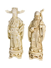 Chinese Pair of Inmortal Wasemen Composition Statues