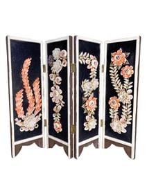 Vintage Chinese Shells Miniature Folding Screen