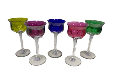 Vintage Baccarat Set of 5 Color Crystal Glasses
