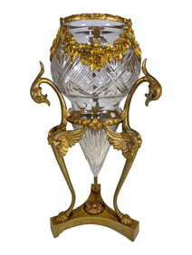 Probably Baccarat Gilt Bronze & Crystal Urn