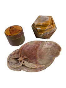 3 Vintage Soap Stone & Onyx Pieces