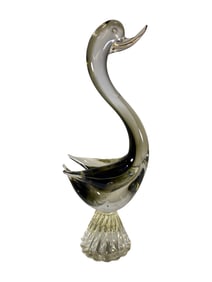 Probably Seguso Murano Glass Swan Sculpture