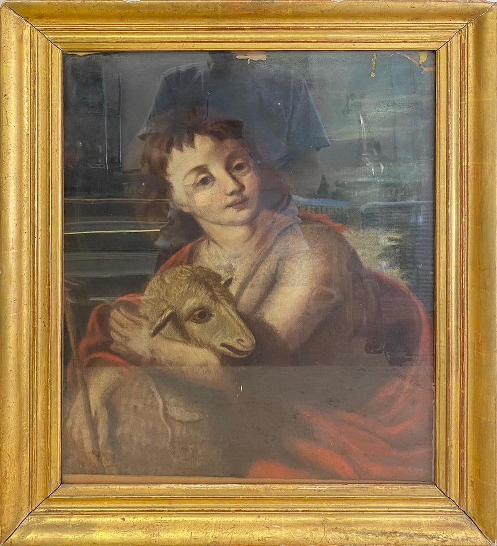 Antique European Pastel Painting, unsigned (1 of 7)
