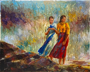 Signed Joaquim Oil on Canvas Painting