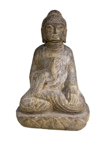 Vintage Tibetan Carved Stone Buddha Statue