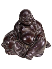 Vintage Japanese Patinated Metal Buddha Statue