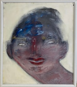 Vintage Mixed Media On Paper Woman Painting, signed