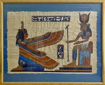 Framed Hand Painted Egyptian Papyrus
