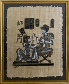 Framed Hand Painted Egyptian Papyrus