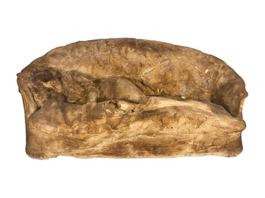 Vintage Woman Lying Down on Sofa Cement Sculpture
