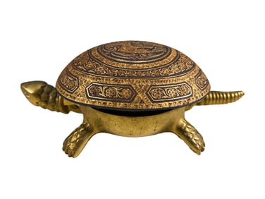 Vintage Damascene Bronze Turtle Hotel Bell