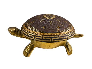 Vintage Damascene Bronze Turtle Hotel Bell