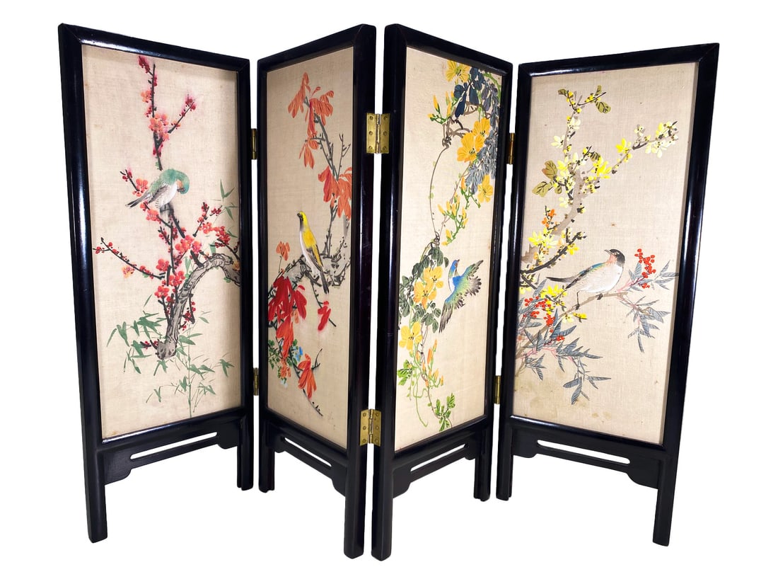 Chinese Hand Painted Small Folding Screen (1 of 5)