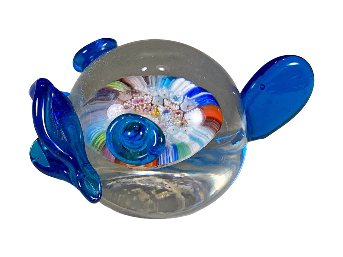 Italian Murano Millefiori Glass Fish Fig: Italian Murano Millefiori Glass Fish Fig. 1 1/4 x 2 5/8 x 1 3/4 in.Local Pick up call one day before to make an appointment. TO SHIP THIS ITEM IN USA OR INTERNATIONAL, PLEASE CONTACT THE SHIPPERS : 1)
