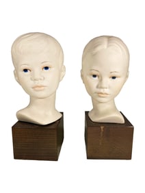 1950 Cybis Pair of Bisque Porcelain Busts