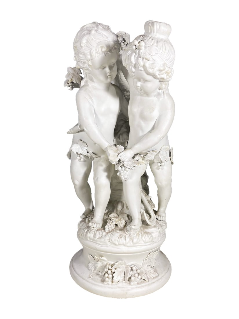 Antique French Bisque Kids Sculpture: Antique French Bisque Kids Sculpture. 13 x 6 in.Local Pick up call one day before to make an appointment. TO SHIP THIS ITEM IN USA OR INTERNATIONAL, PLEASE CONTACT THE SHIPPERS : 1) UPS store1937- Dav