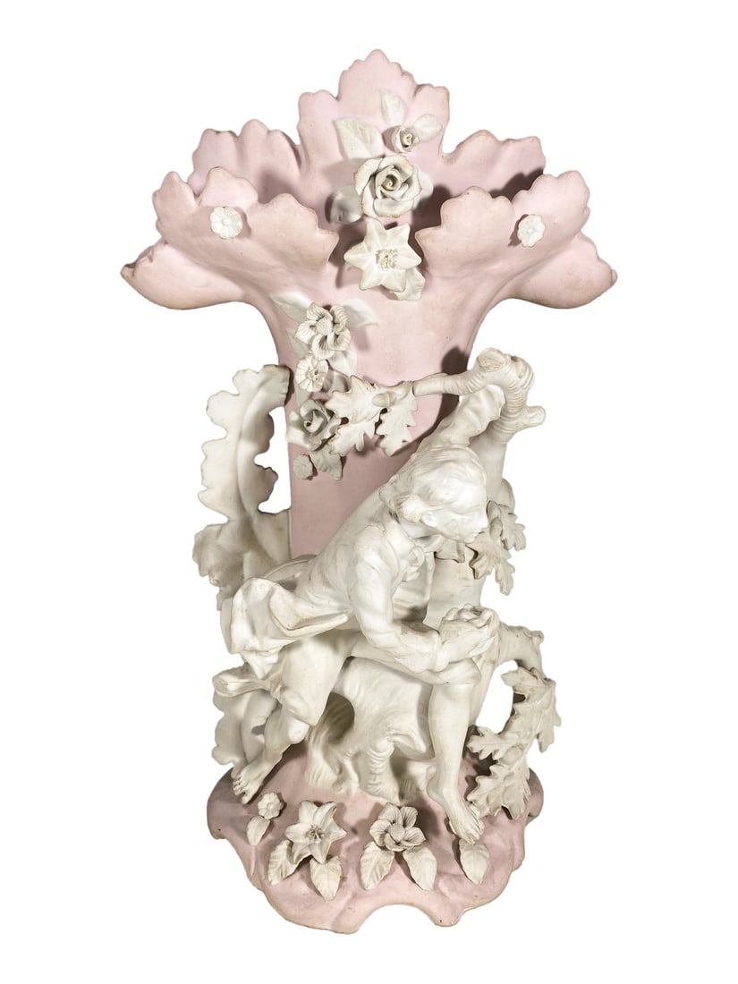 Vintage French Bisque Parian Vase: Vintage French Bisque Parian Vase. 13 1/4 x 8 x 5 3/4 in.Local Pick up call one day before to make an appointment. TO SHIP THIS ITEM IN USA OR INTERNATIONAL, PLEASE CONTACT THE SHIPPERS : 1) UPS store