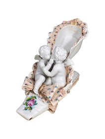 Vintage German Cherubs Loving Shoe Bisque Porcelain