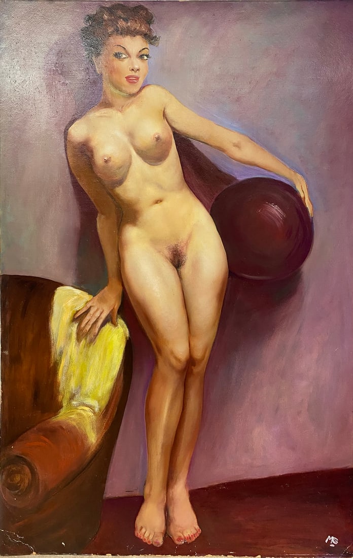 Marc Olivier GREGOIRE (1897-1991) French Nude Oil on Cardboard: Marc Olivier GREGOIRE (1897-1991) French Nude Oil on Cardboard. 47 x 31 1/2 in.Local Pick up call one day before to make an appointment. TO SHIP THIS ITEM IN USA OR INTERNATIONAL, PLEASE CONTACT THE S