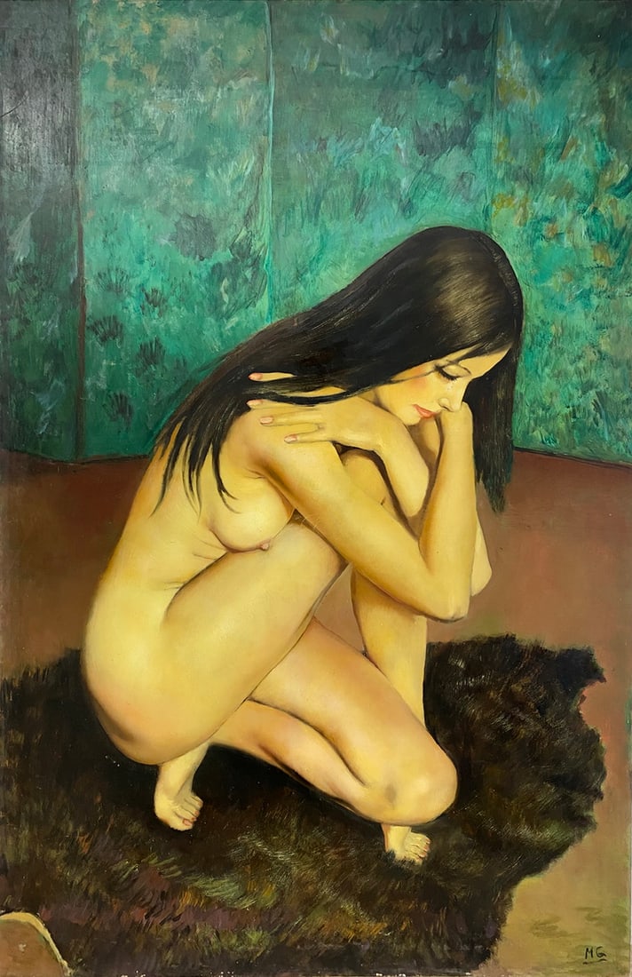 Marc Olivier GREGOIRE (1897-1991) French Nude Oil on Cardboard: Marc Olivier GREGOIRE (1897-1991) French Nude Oil on Cardboard. 47 1/8 x 31 1/2 in.Local Pick up call one day before to make an appointment. TO SHIP THIS ITEM IN USA OR INTERNATIONAL, PLEASE CONTACT T