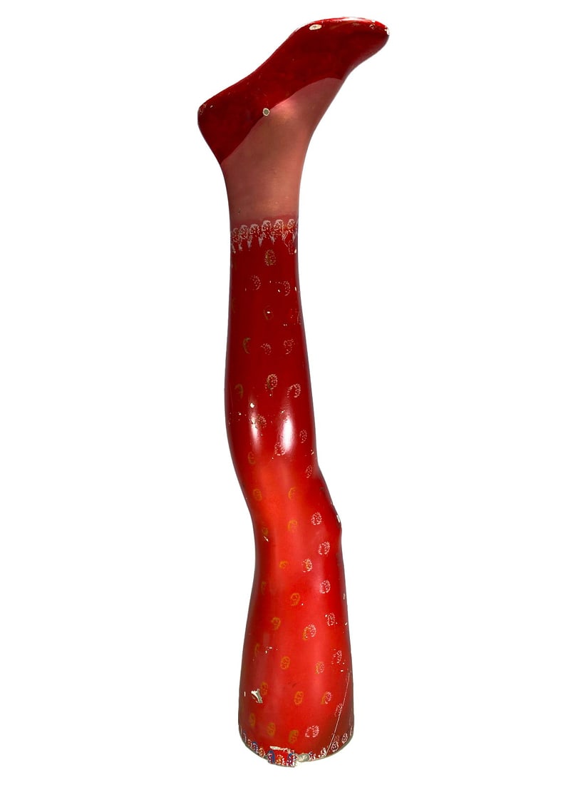 Vintage Painted Red Fiberglass Woman Leg Sculpture (1 of 6)