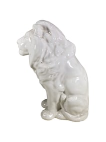 Vintage Lion Glazed Porcelain Statue