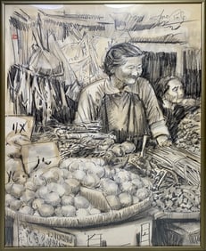 Jack Louis AMOROSO (1930) American Charcoal Drawing